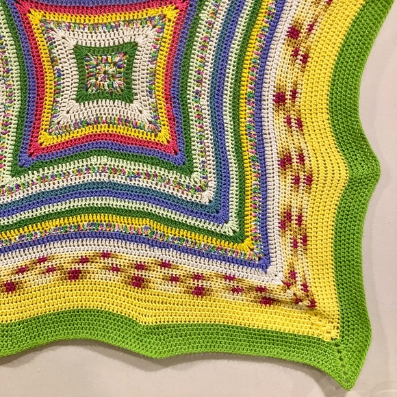 Small Handmade Crochet Blanket 45” x 47” Multicolor - Picture 6 of 16